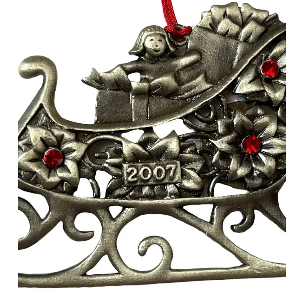 Vintage 2007 Anuall Pewter Avon  Ornament Sleight